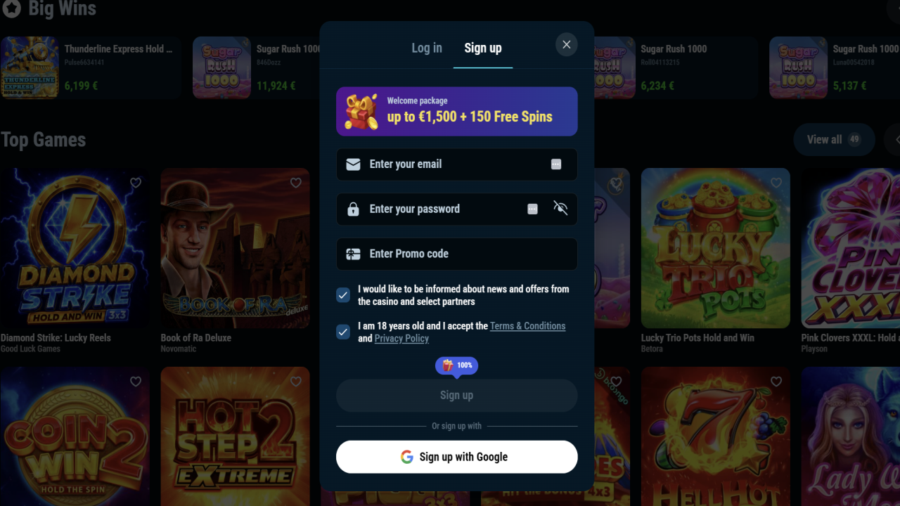 Crystall Roll Casino registration