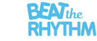 C'est le logo de l'application beat the rhythm avec une petite explosion de notes sur le côté. Il est en bleu.
